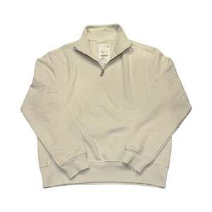 Zara Basic Quarter-Zip Sweatshirt Oyster-white Size Medium NWT